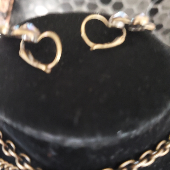 NIB Touchstone Crystal By Swarovski Retired Antigue Gold Necklace and Earrings - Picture 3 of 8